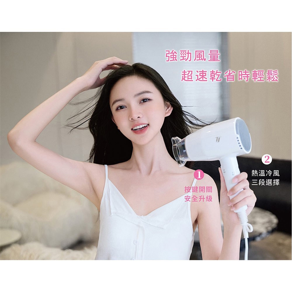 TASHIN Wall-Mounted Hair Dryer (Button Switch) TS-1899P, , large