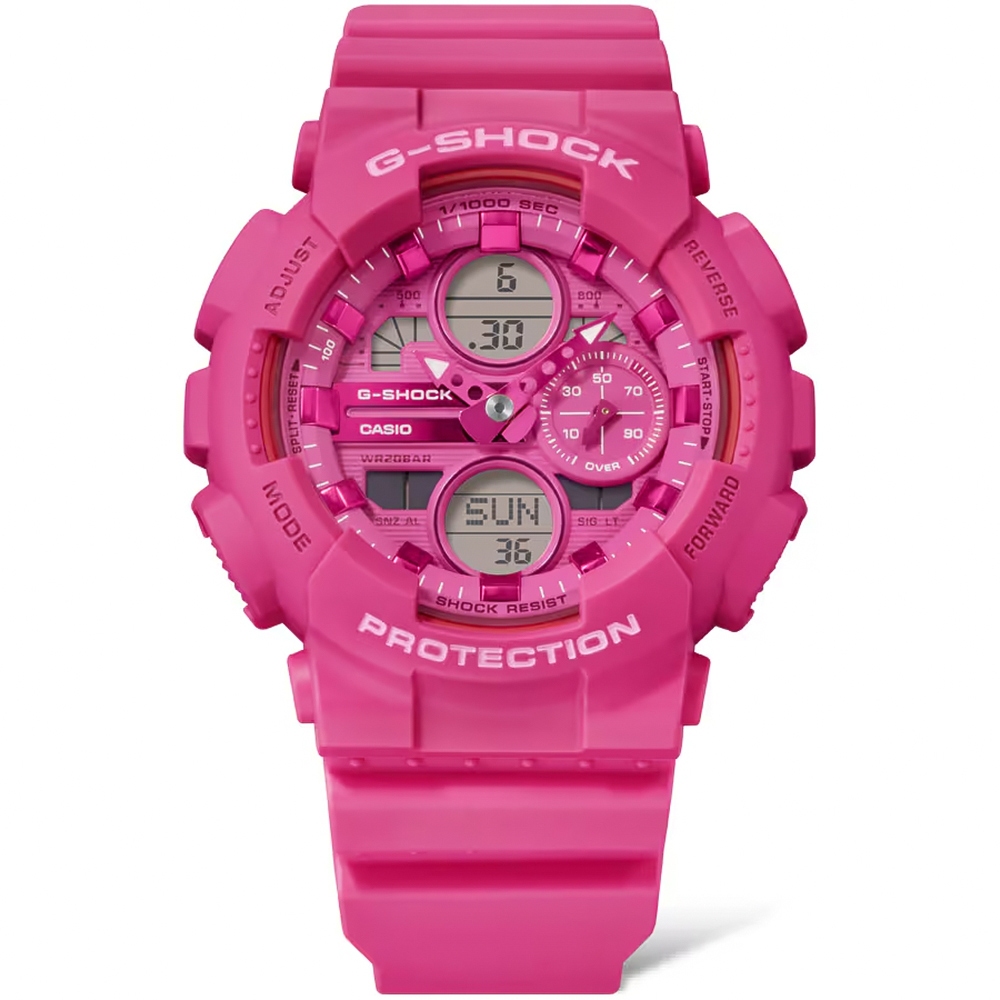 CASIO 卡西歐 G-SHOCK 單色時尚 雙顯手錶-粉紅 GMA-S140PP-4A, , large