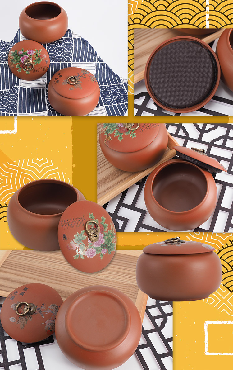 扁形陶土茶葉罐-1入, , large