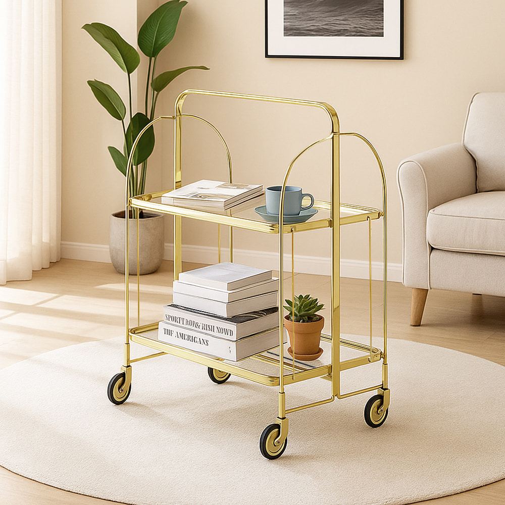 【AOTTO】免組裝輕奢質感折疊置物推車(AS-301), , large