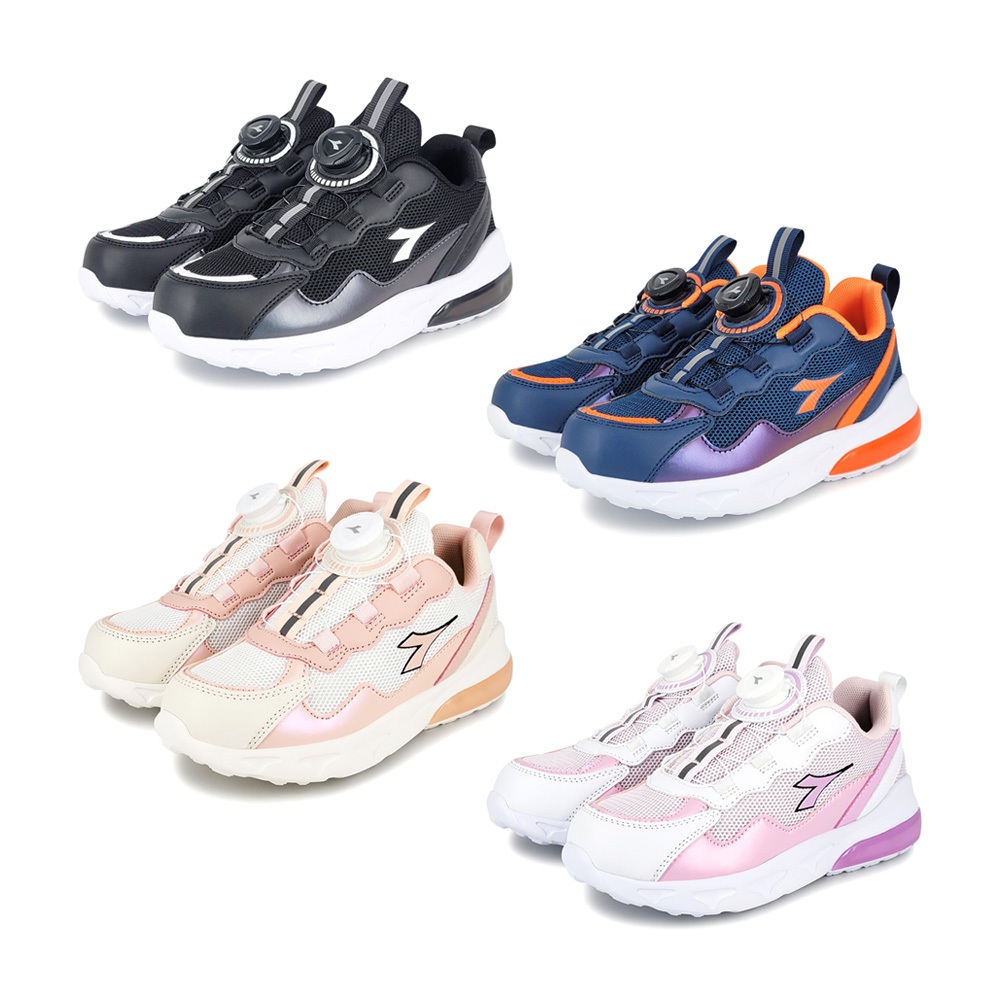 DIADORA迪亞多那 酷炫閃燈兒童跑鞋 童運動鞋 童鞋 時尚 閃亮 炫光 寬楦 康特杯 健康鞋墊 止滑 黑 藍 粉 紫, , large