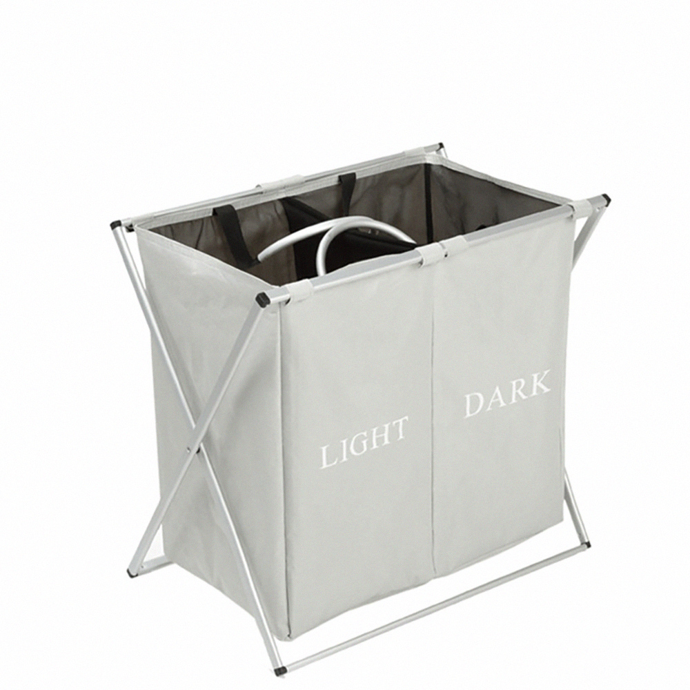 picobello Two-Compartment Clothes Storage Basket - Light Gray, , large