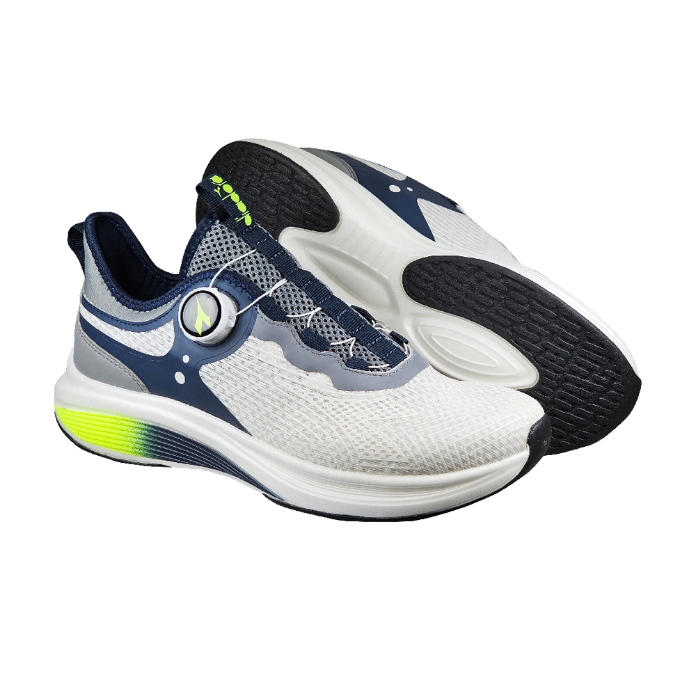 DIADORA迪亞多那 閃電輕量慢跑鞋 男運動鞋 男鞋 時尚 透氣 便利旋鈕 吸震 減壓 輕量 彈力 棉鞋墊 灰黑 白藍, , large