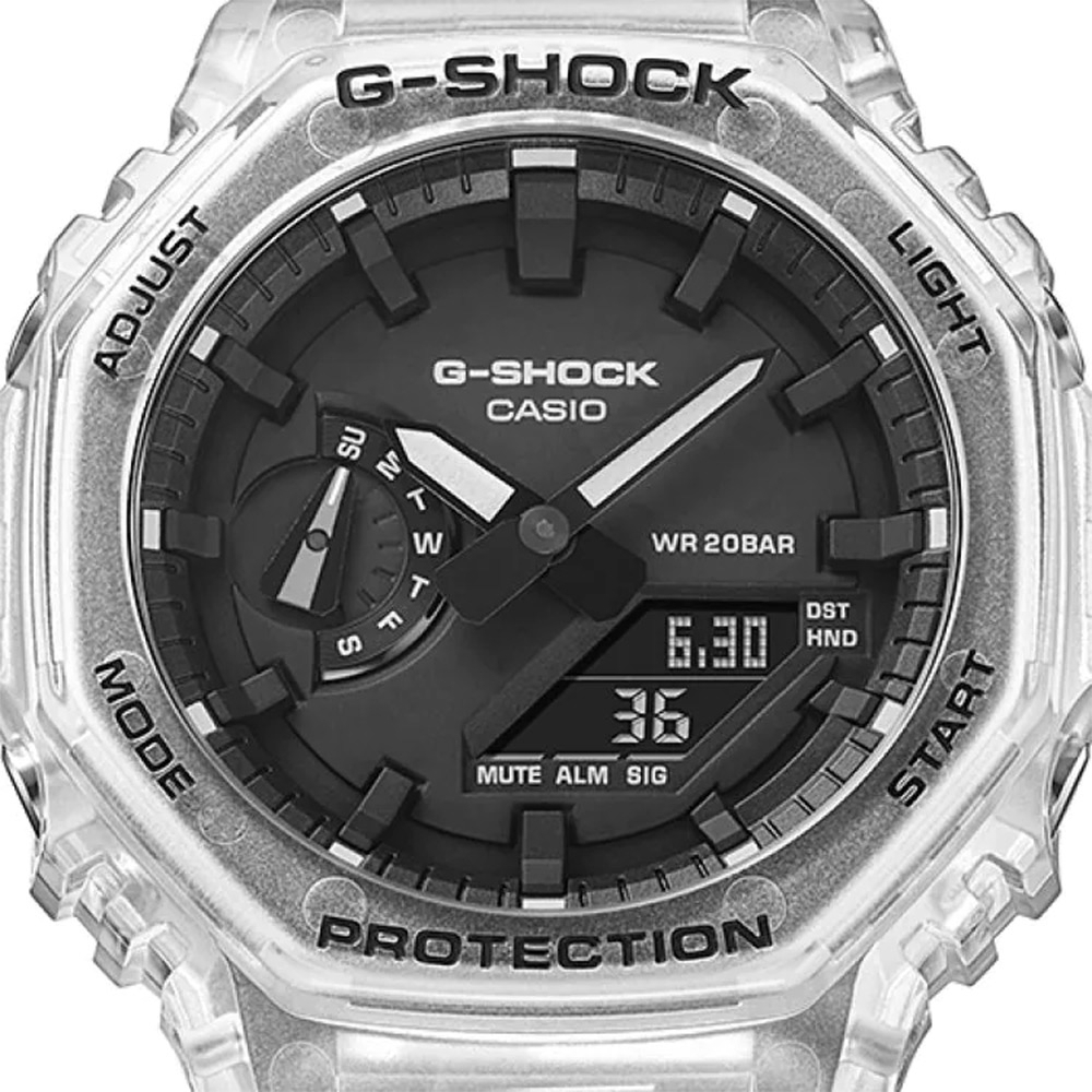 CASIO 卡西歐 G-SHOCK 透明特別版 八角 電子錶 GA-2100SKE-7A, , large