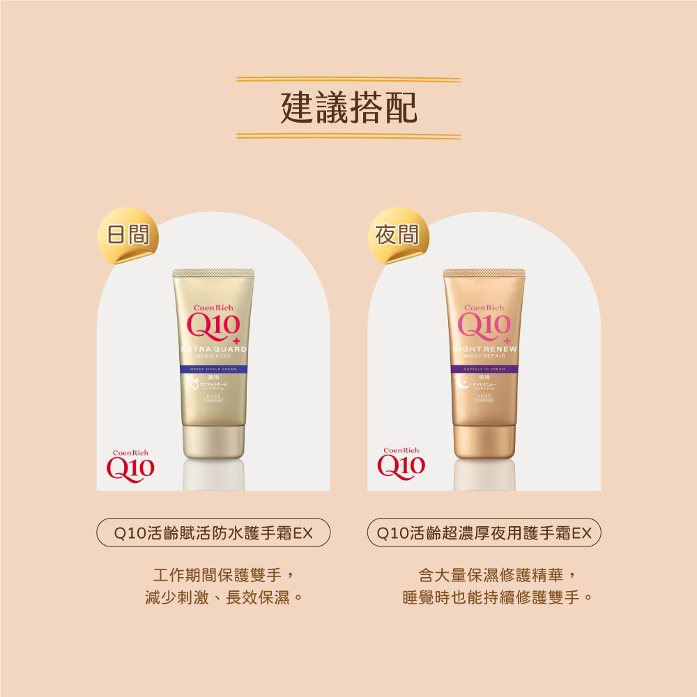 KOSE Q10 Live Age Official Direct Day and Night Repair Dual Effect Set Revitalizing Waterproof Hand Cream EX 80g + Ultra-Thick Night Hand Cream EX 80g | Buy Qili, , large