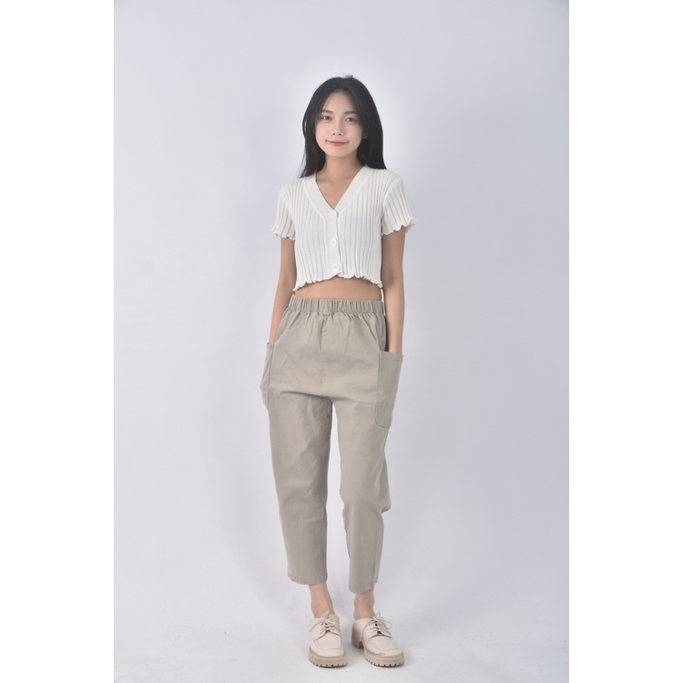 (S) the pick高腰寬鬆綠色長褲二手衣, , large