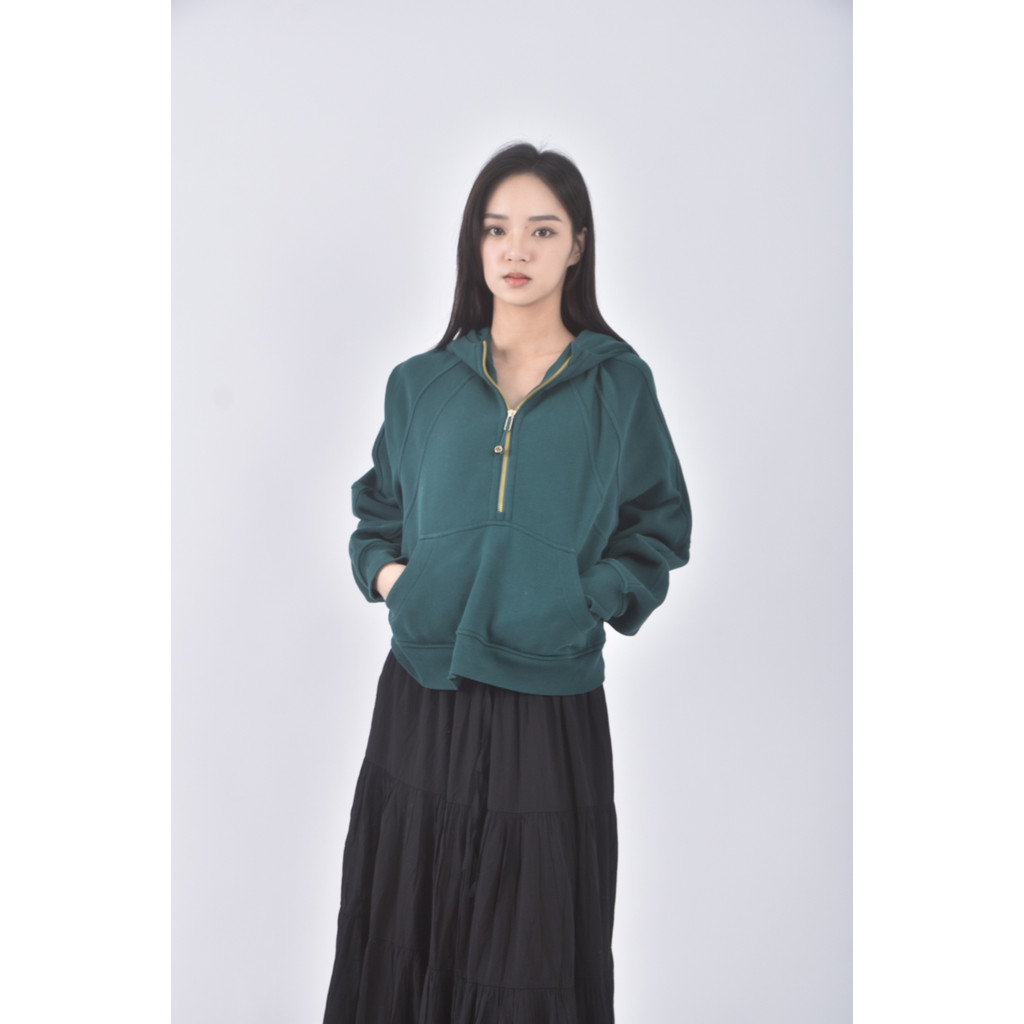 (S) lululemon質感棉質連帽綠色外套二手衣, , large