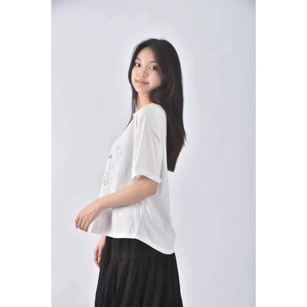 (XL) butter韓牌大圖白色短袖上衣二手衣, , large