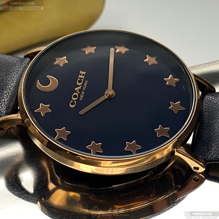 [星晴錶業]COACH手錶,36mm,CH00009黑色錶面玫瑰金錶殼深黑色真皮皮革錶帶款, , large