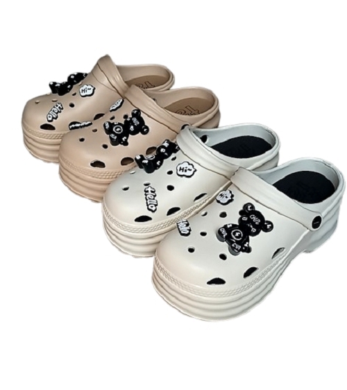 [e shoe store] Amy height-enhancing women's hole shoes/gardener shoes/waterproof slippers black 25.5CM