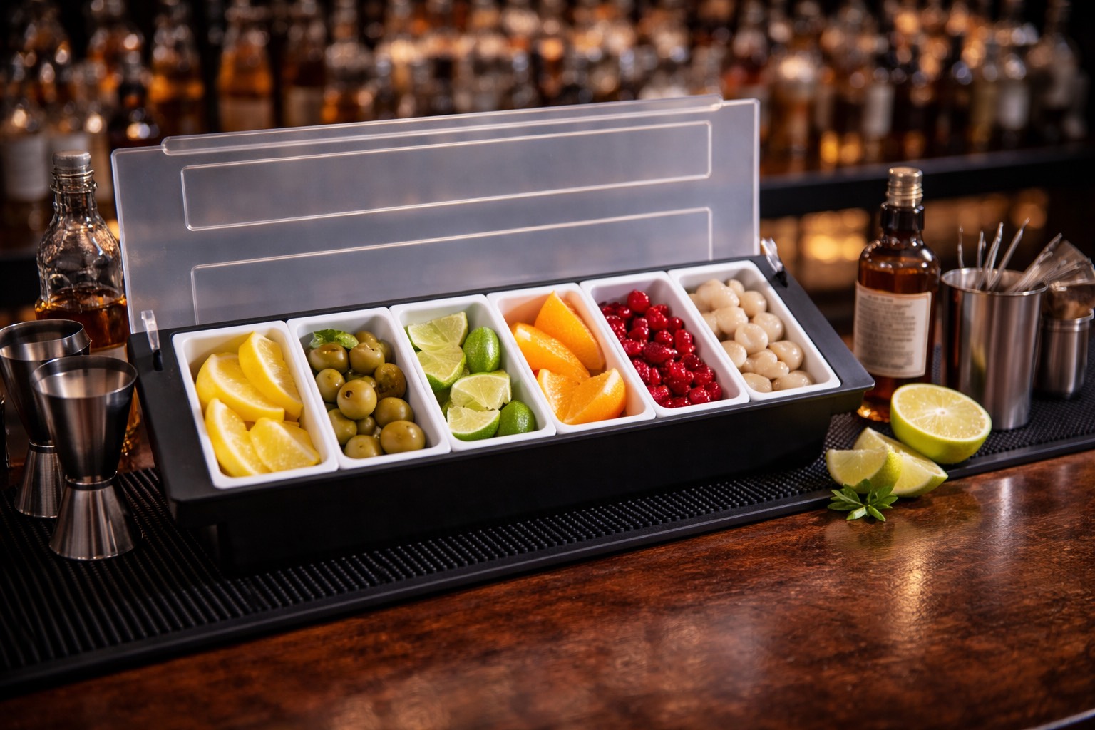 [巴果果]六格水果置物盒 附掀蓋保鮮收納盒 冰箱／吧檯多格配料盒 BF-04-06S, , large