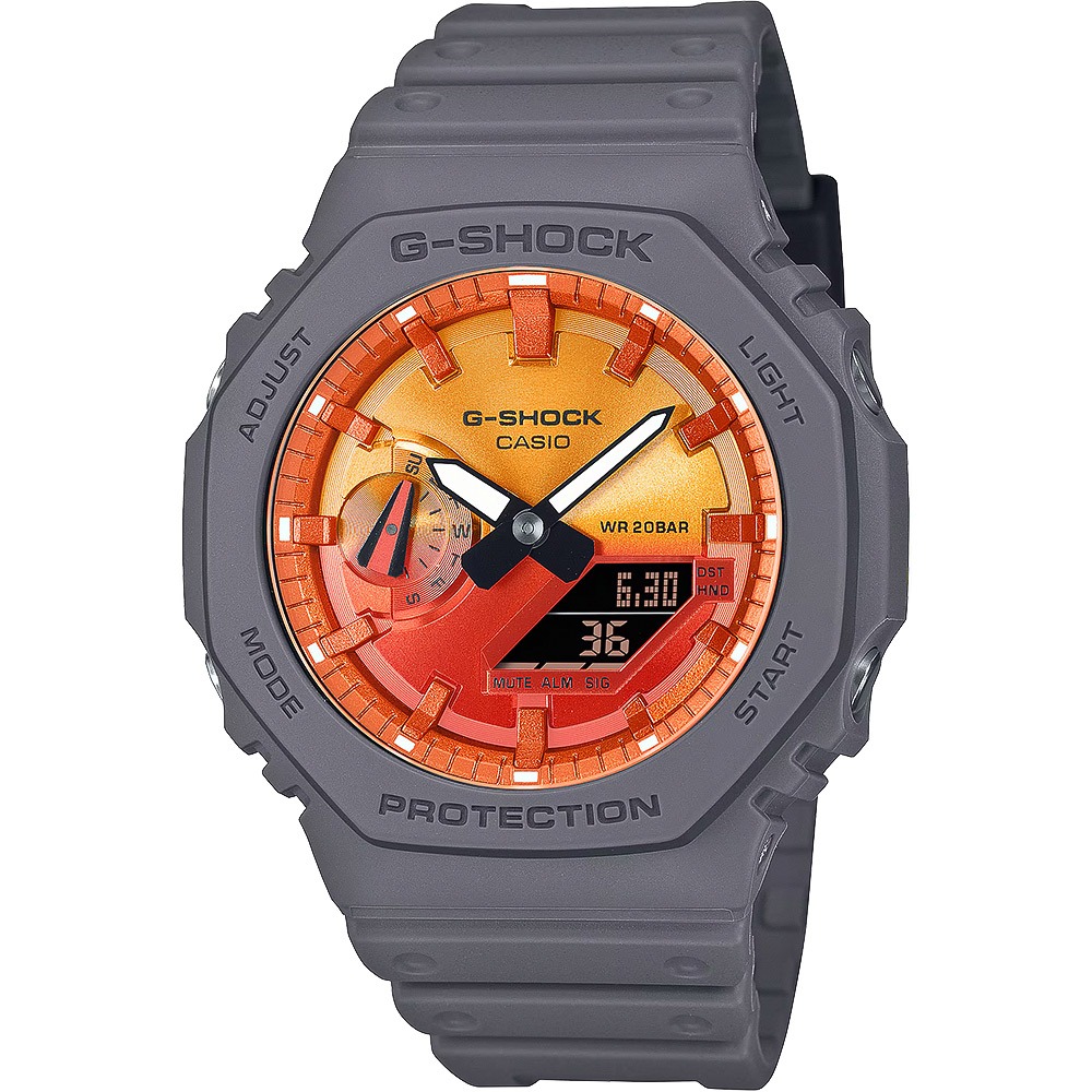 CASIO 卡西歐 G-SHOCK 熾熱火焰系列 八角雙顯手錶 GA-2100FL-8A, , large