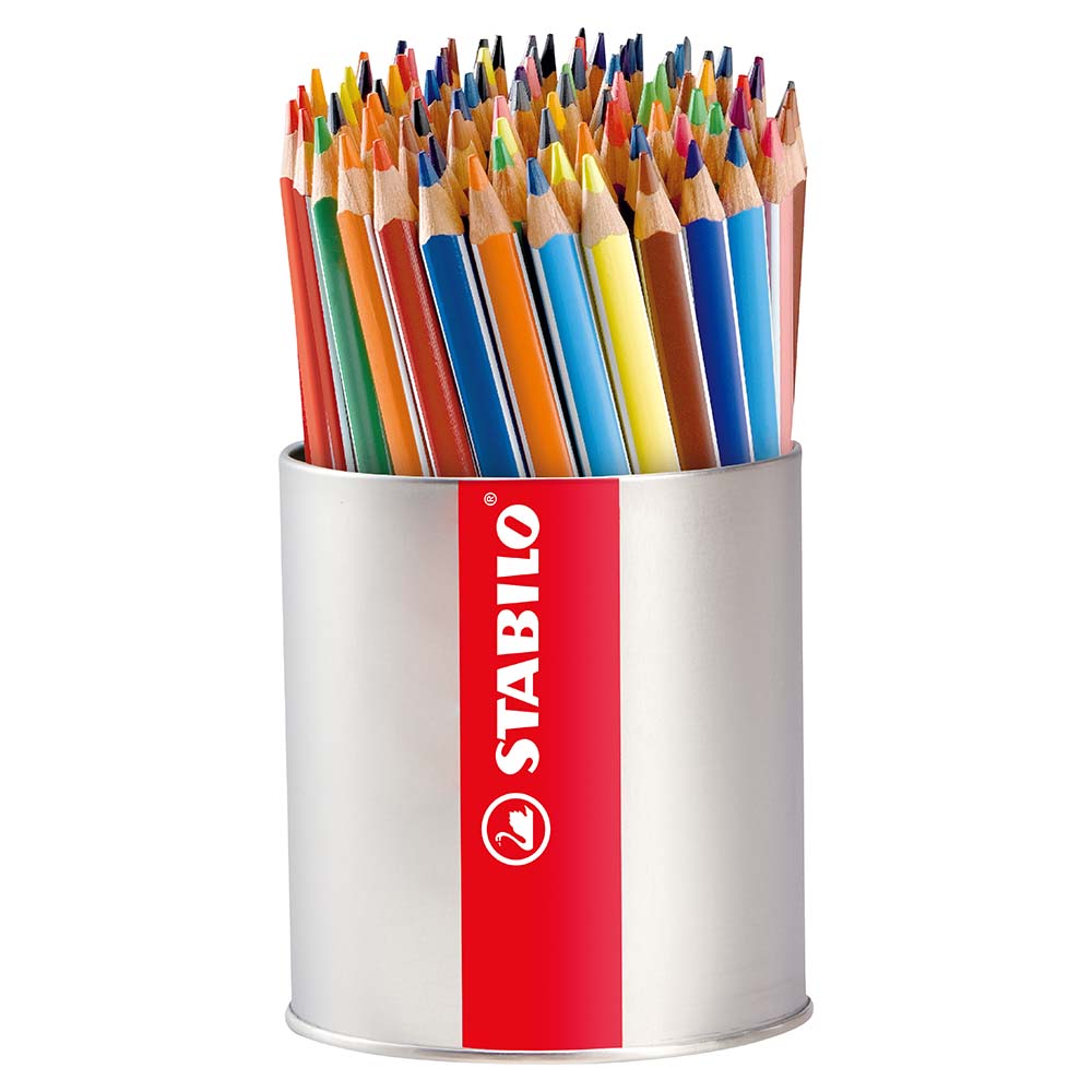 STABILO 德國 思筆樂 Trio thick 繽紛樂三角筆身油性色鉛筆(含專用筆筒)  18色92支 / 入 ST203/92-1, , large