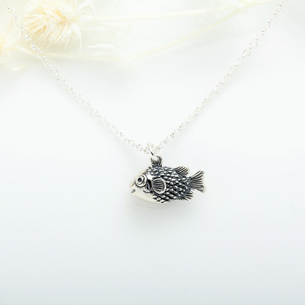 【Angel & Me】3D Lucky Pufferfish s925 sterling silver necklace Birthday gift, , large