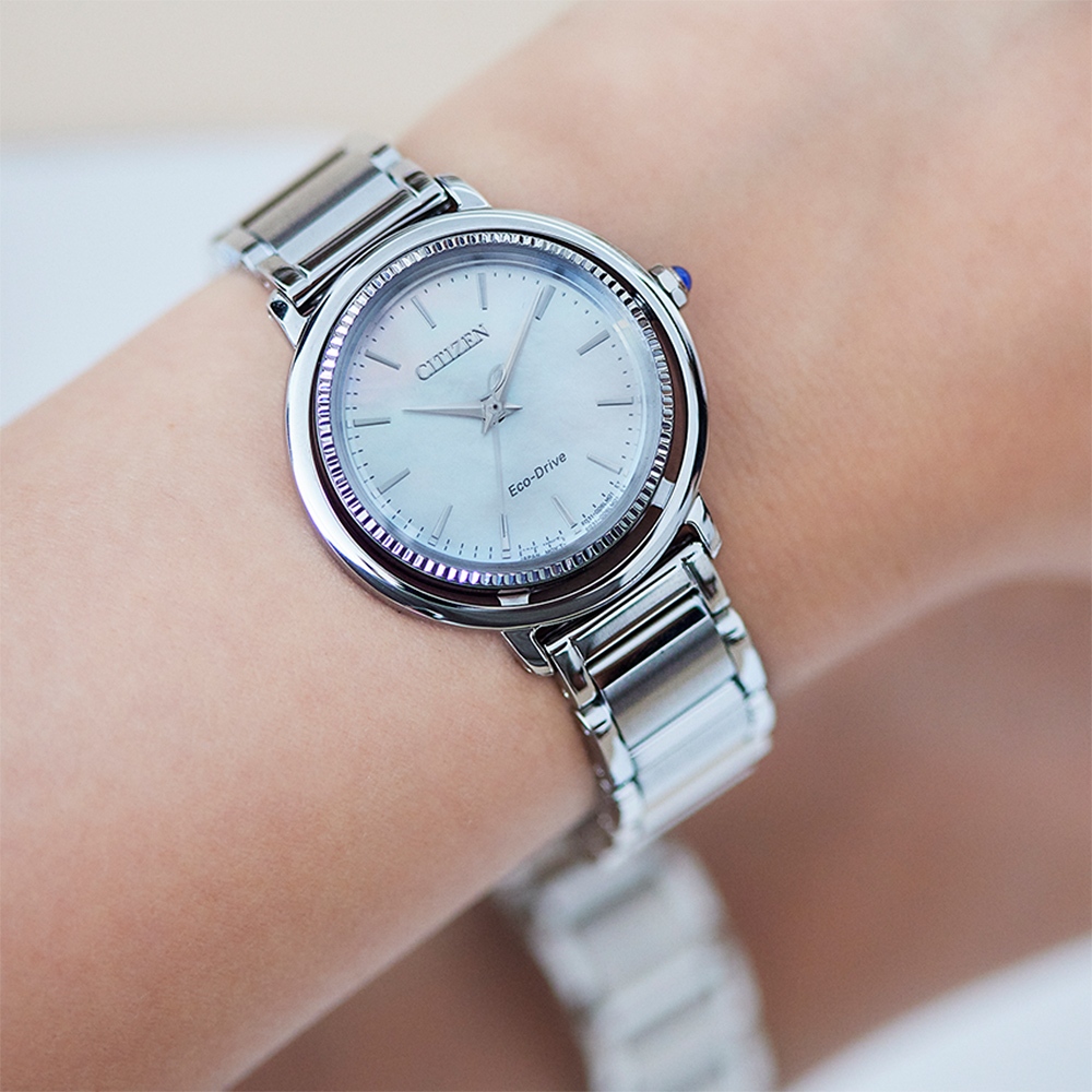 CITIZEN 星辰 L系列 珍珠貝光動能女錶 EM1100-84D, , large