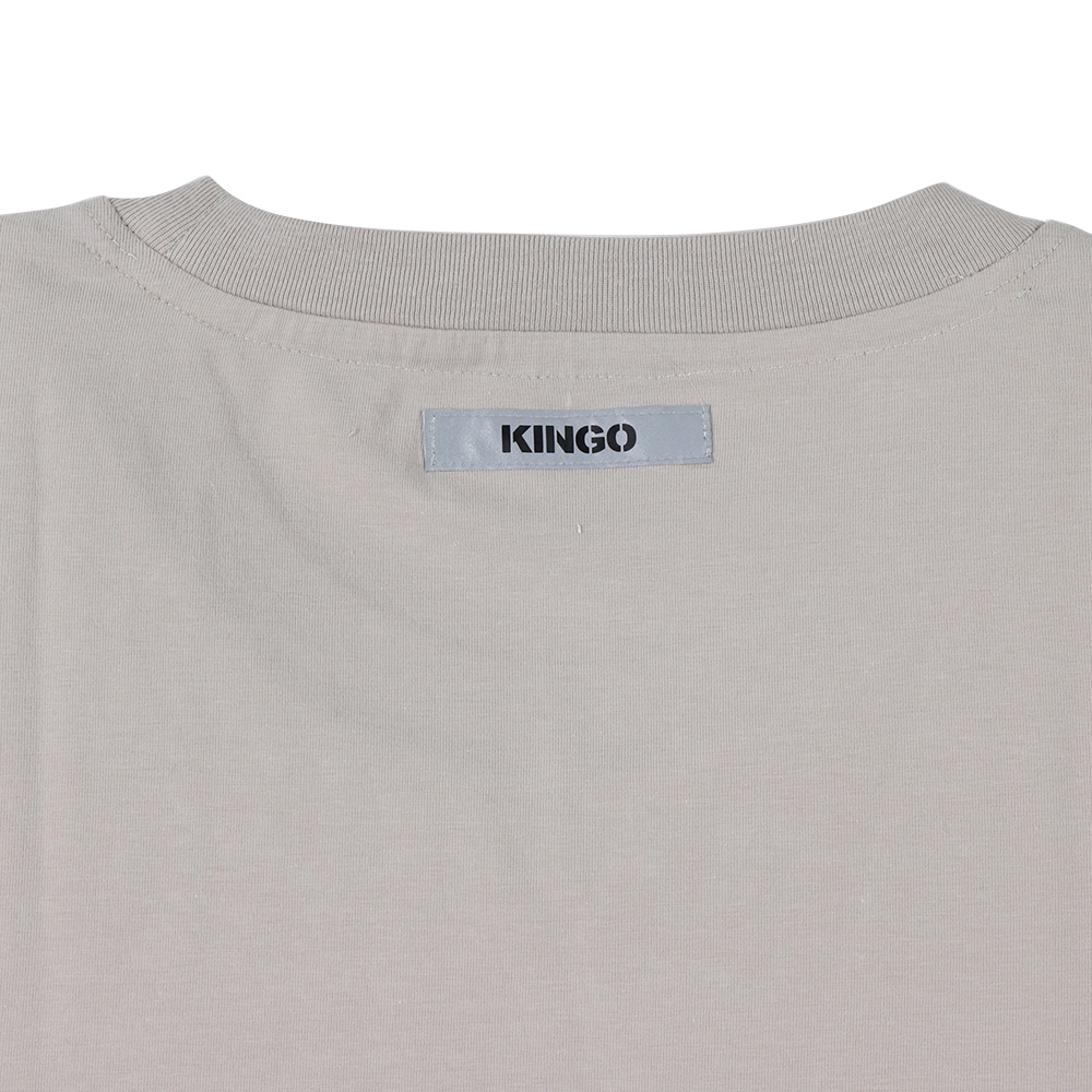 KINGO-大尺碼-男款 圓領T恤-灰卡其-413114, , large