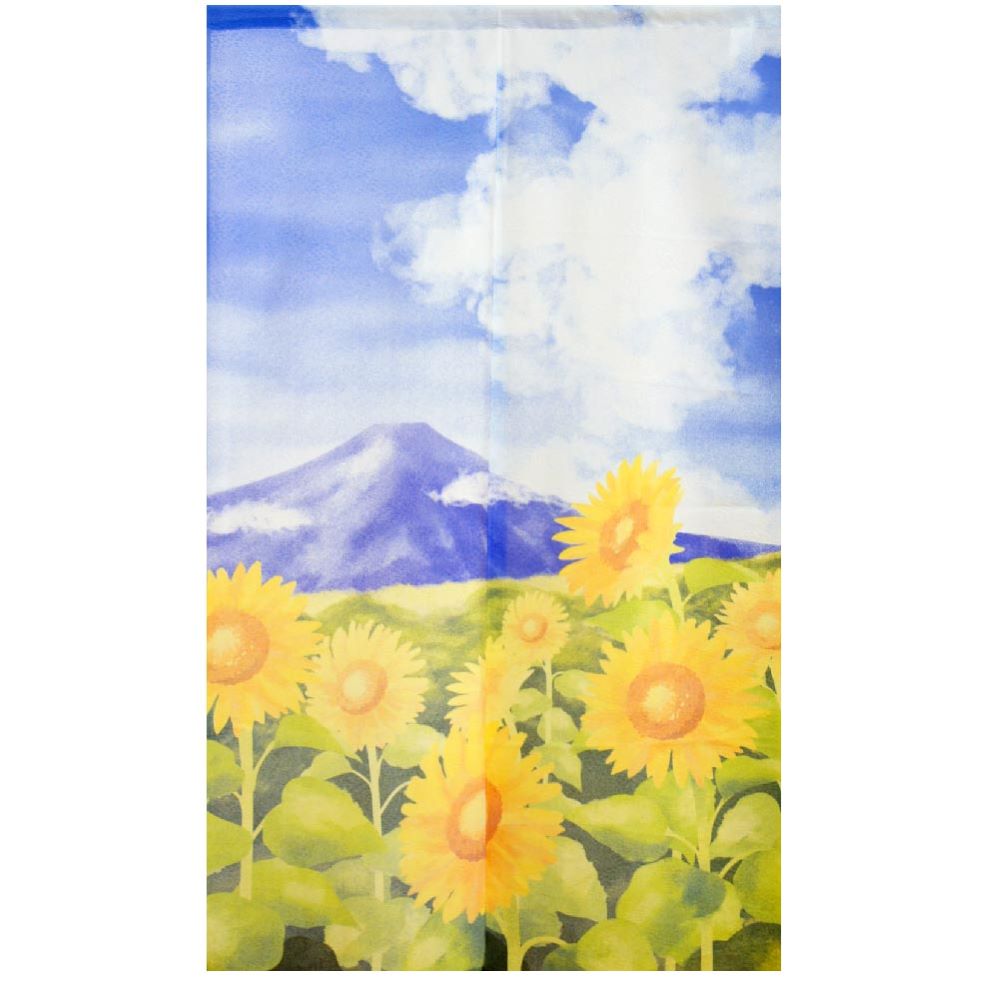 日本製【コスモ】長門簾《向日葵富士晴空》, , large