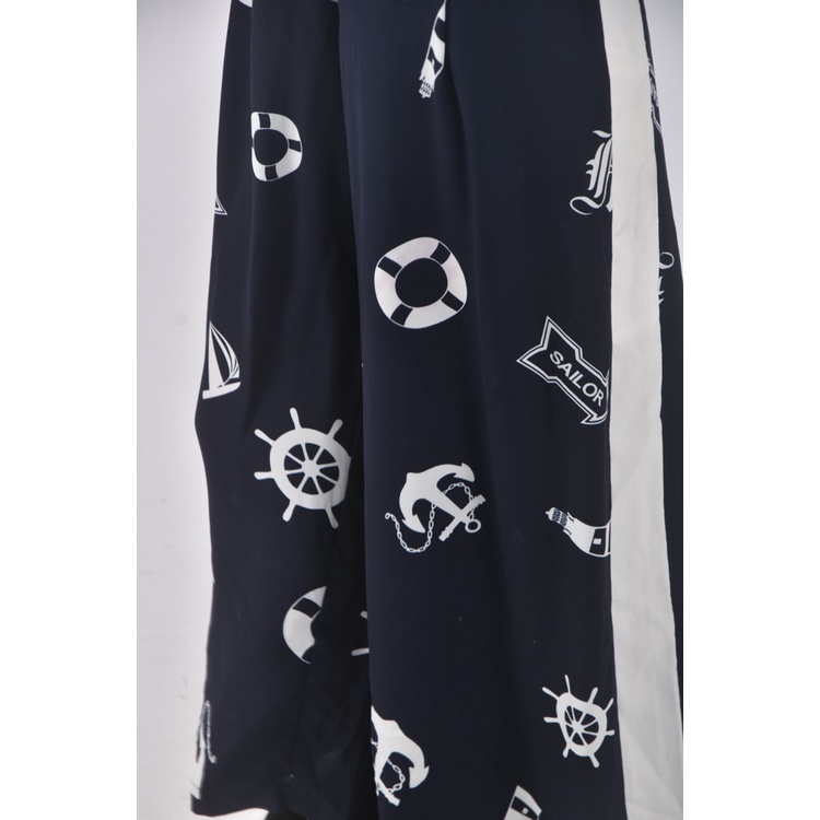 (XL) monospace高腰船錨藍色長褲二手衣, , large