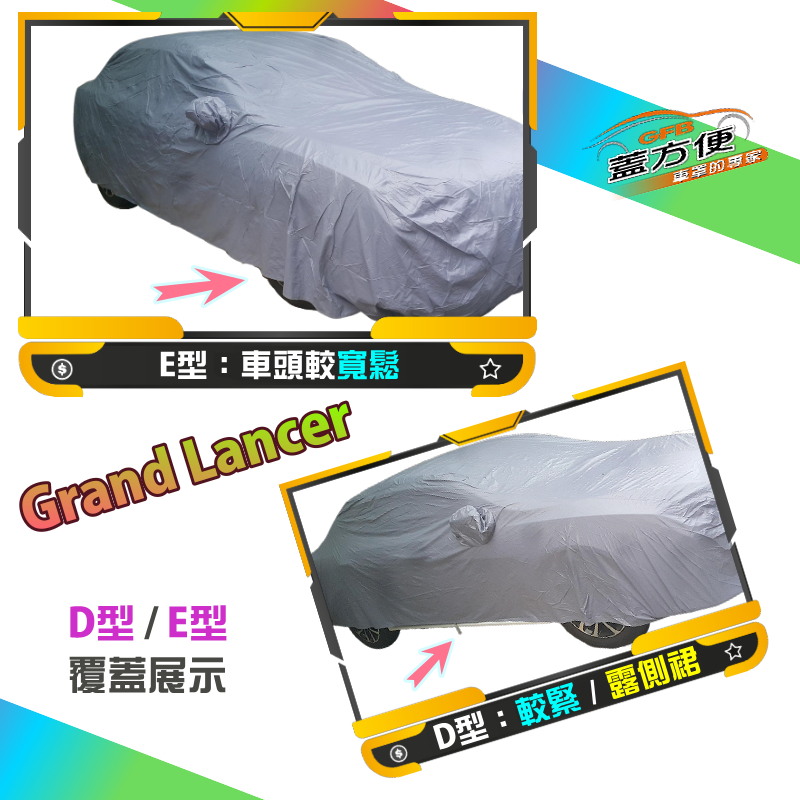 【蓋方便】車罩達人（D/E型）台灣製防水塵防曬南亞PVC《三菱》Grand Lancer, , large