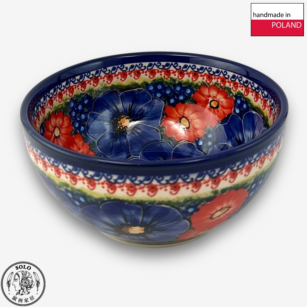 【SOLO歐洲家居】波蘭製 Cerraf 波蘭陶 16cm 大碗 赤藍芳華系列, , large