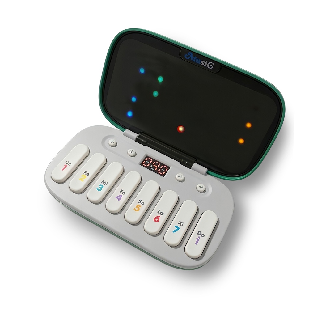 【複製】【KONIX】 掌上口袋琴 K8047 迷你電子琴 學習電子琴 兒童音樂玩具 七彩燈光琴 音樂禮物推薦-白色