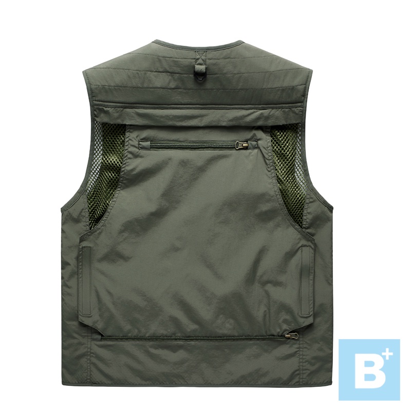 大尺碼-男款-防水 速乾 戶外 旅遊 攝影 釣魚 多口袋背心-卡其/綠/黑/深灰/深藍-0207005, 01黑, large