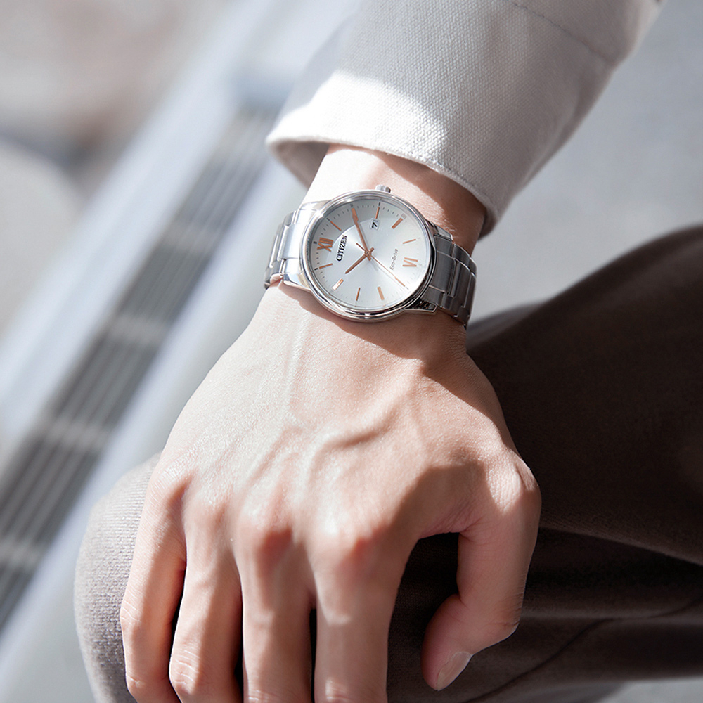 CITIZEN 星辰 光動能簡約手錶-銀/40mm BM6978-77A, , large