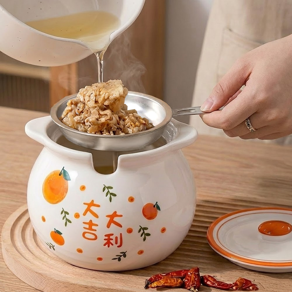 【上手家居】陶瓷豬油罐1400ml-大吉大利(廚房好物/儲油罐/陶瓷罐/料理用具), , large