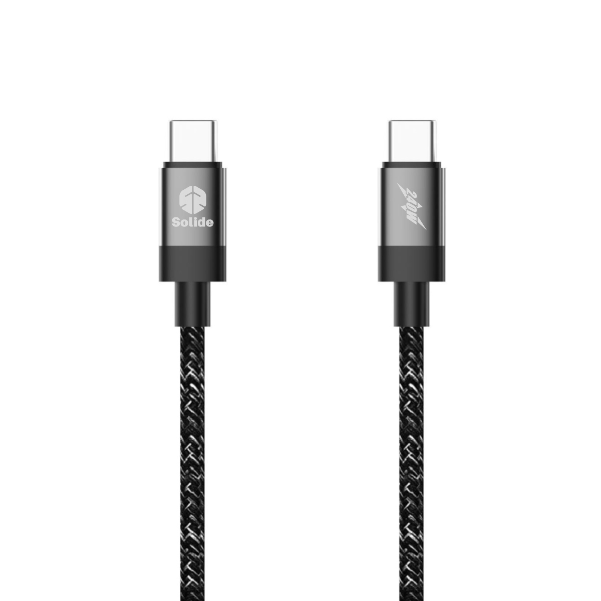 [亞瑟3C] solide 索力得
L型耐彎折編織傳輸線 USB-C to USB-C 160cm -黑色