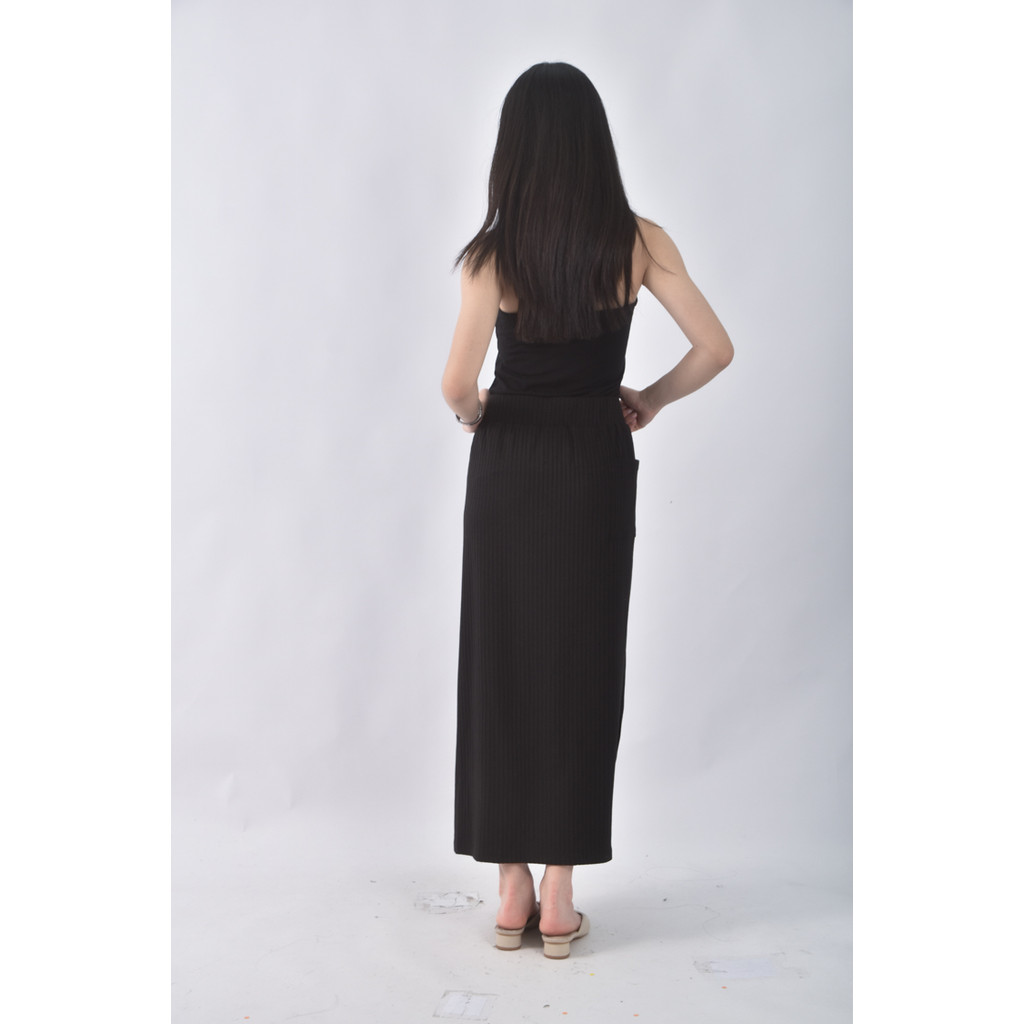 (L) alma design坑紋黑色長裙二手衣, , large