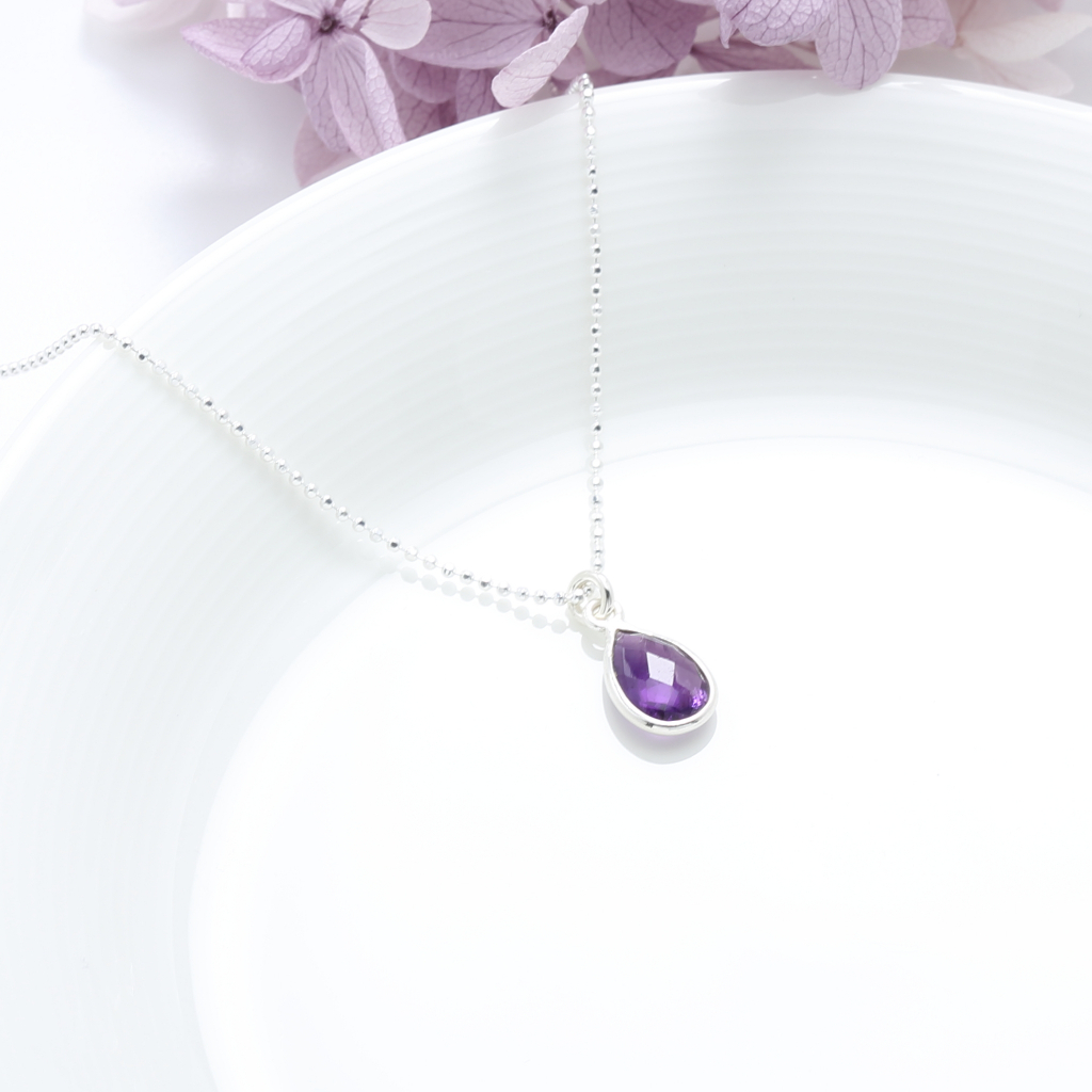 【Angel & Me】紫水晶 水滴 Amethyst s925 純銀 項鍊 生日禮物, , large