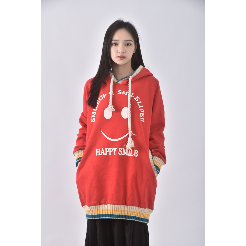 (M) 18度c with kong棉質連帽長版紅色長袖上衣二手衣