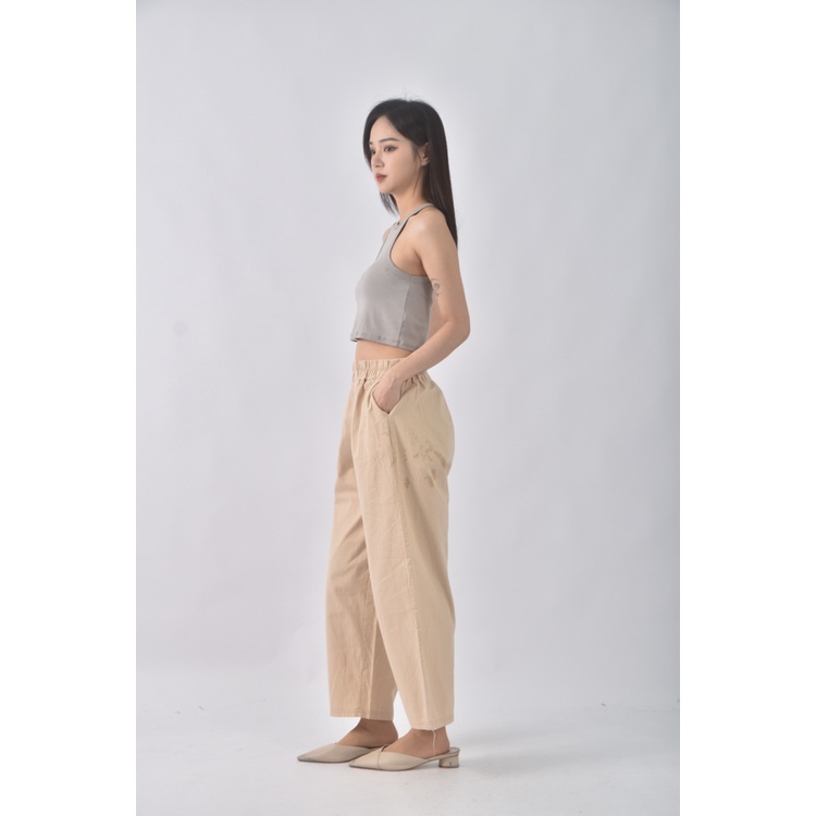 (S) sun韓牌高腰寬鬆杏色長褲二手衣, , large