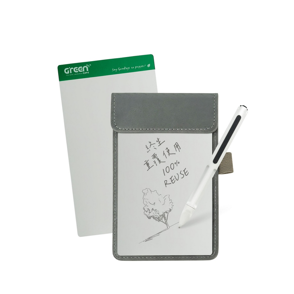 【Green Board】7.2吋磁性電紙板 MT7進階收納組(電紙板x2+手寫筆+皮革夾) MIT雙專利設計 0.5mm超薄軟性電子紙 局部清除手寫板, , large