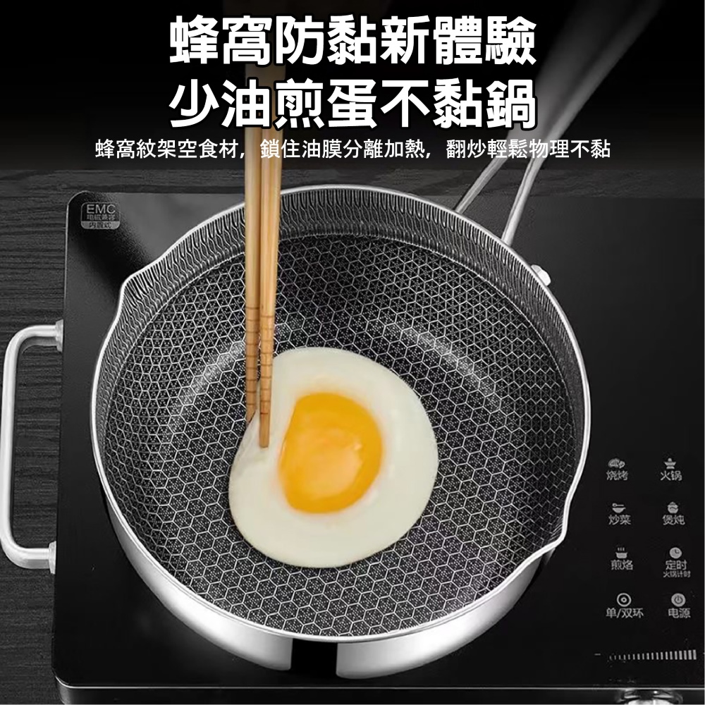 【CITY STAR】316 Stainless Steel Non-stick Honeycomb Yukihira Pan(20cm), , large