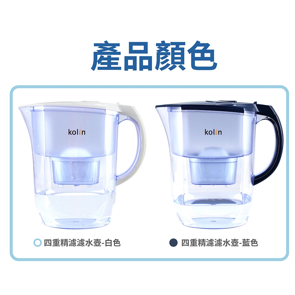 Kolin 歌林 3.8L四重精濾濾水壺(內含四重濾芯/適用Brita), , large