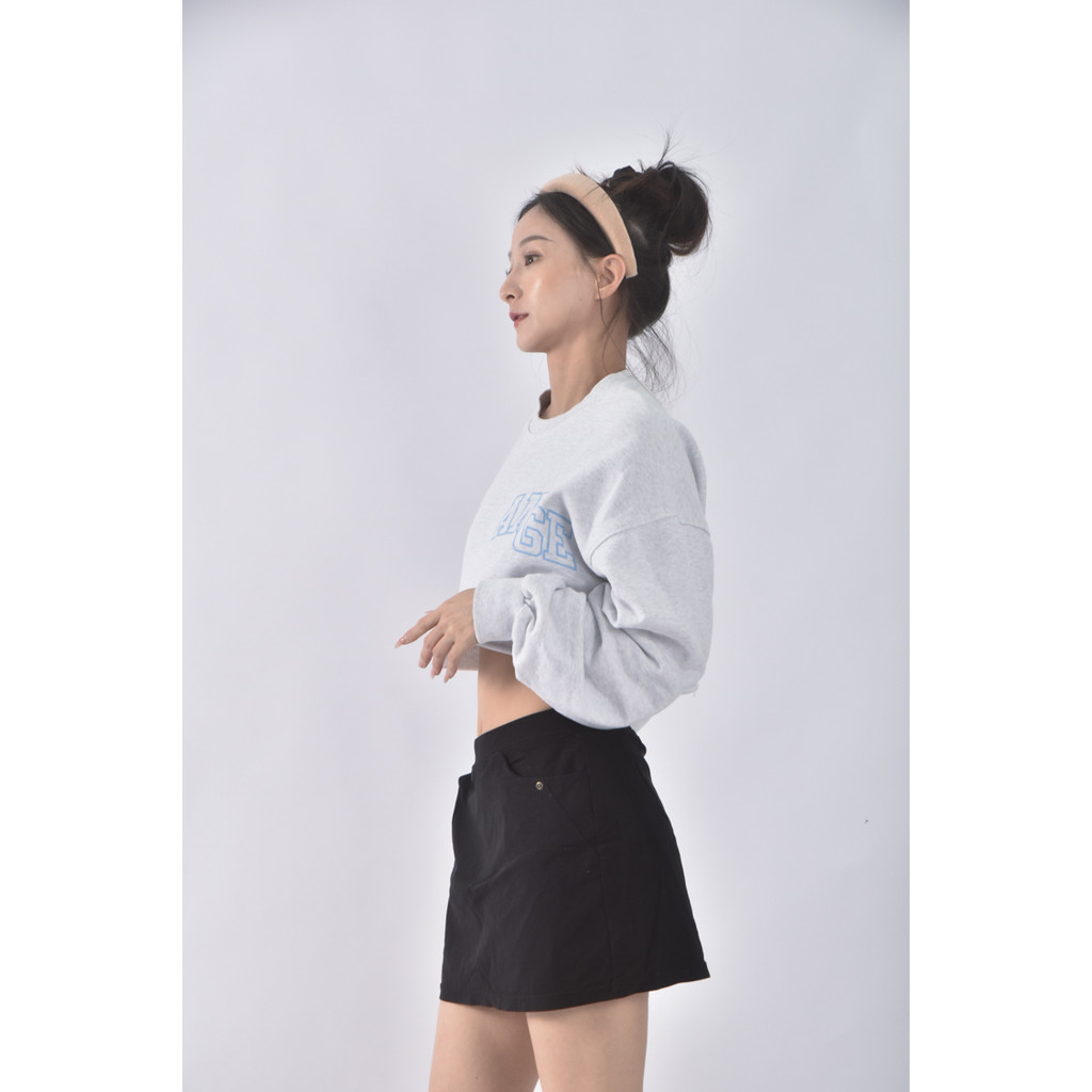 (XL) 質感棉質素面黑色短裙二手衣, , large