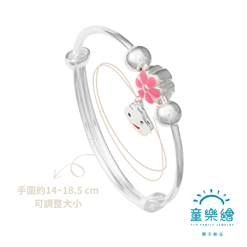 【童樂繪金飾】兒童純銀手鐲手環 微笑花朵 (彌月銀飾 滿月禮 寶寶足銀), , large