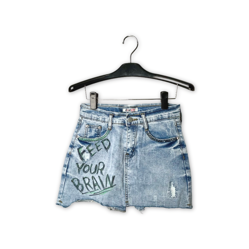  Kind Monster Denim Skirt Blue, , large