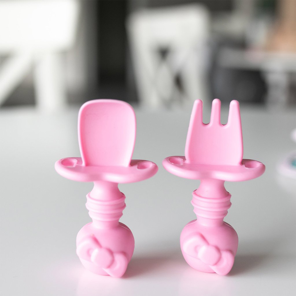 Bumkins 寶寶白金矽膠湯叉組-Kitty, , large