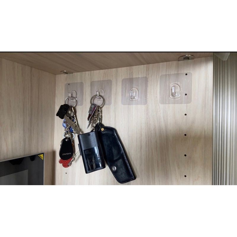 [熊好貼國際]正方小掛勾（4入一組，每片獨立）吊掛好幫手 免鑽 免打洞 無痕掛勾  凹凸、紋路牆面可貼(超黏)掛鉤, , large