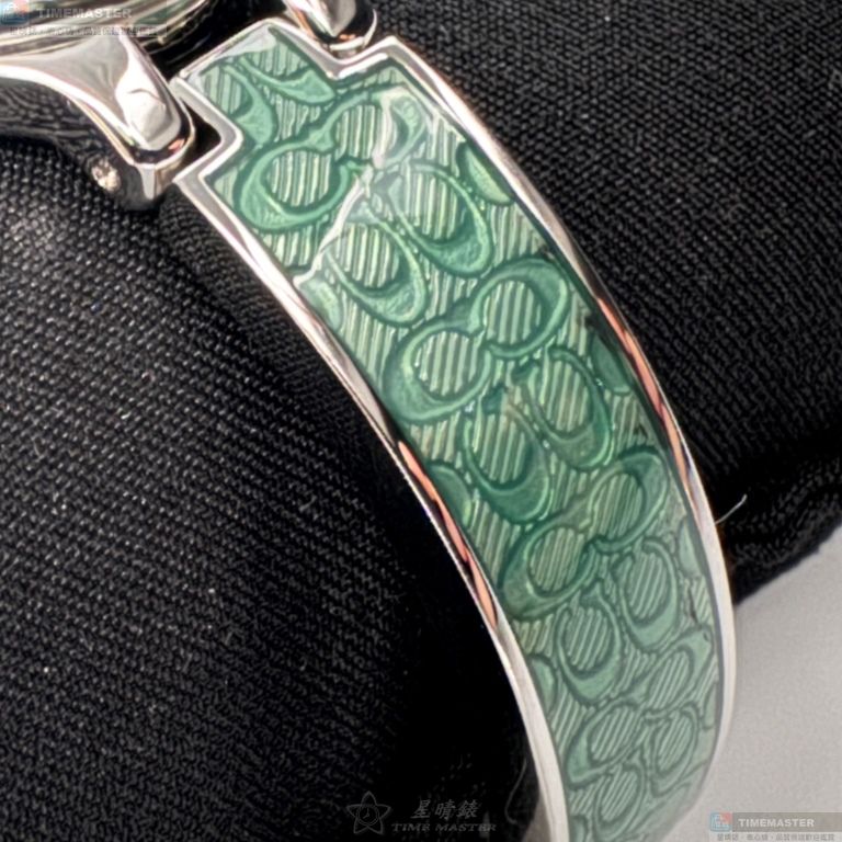 [星晴錶業]COACH手錶,26mm,CH00221銀白色錶面銀錶殼綠精鋼錶帶款, , large