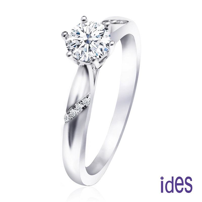 [ides愛蒂思] 日系設計款50分F/VS1頂級3EX車工鑽石戒指結婚戒/知性六爪  (戒圍請於訂單備註), , large