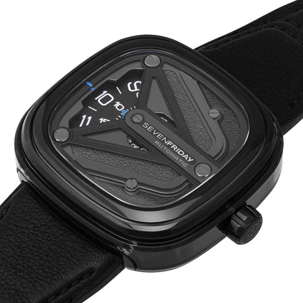 SEVENFRIDAY Spaceship 太空船 自動上鍊機械錶 送禮-黑/47x47.6mm  M3/07, , large