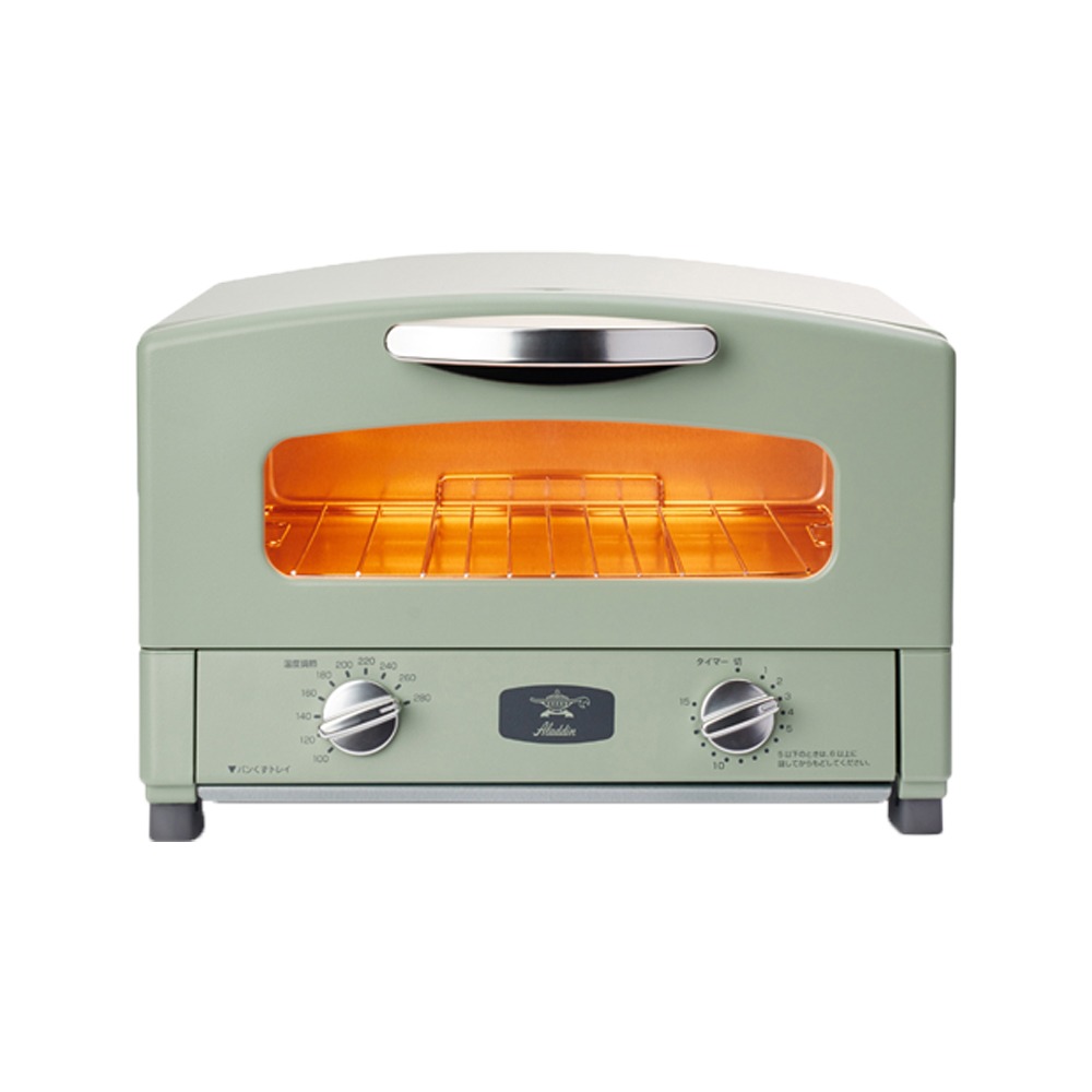 【可易家電】日本Sengoku Aladdin 千石阿拉丁「專利0.2秒瞬熱」2枚燒 綠色 復古多用途烤箱 AET-GS13T-G, , large