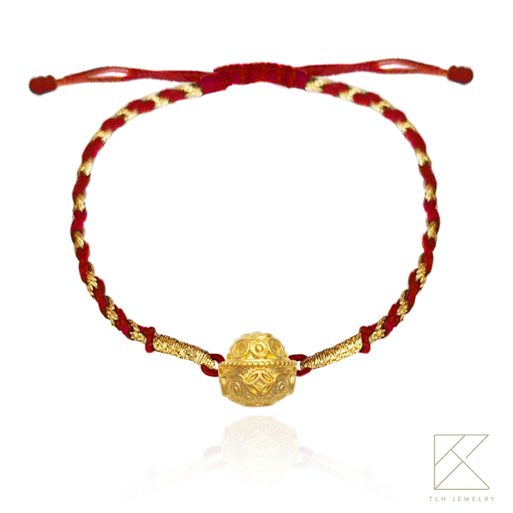 【TLH】黃金墜編織手繩 純金999 多選 時來運轉 聚寶盆約重0.08錢&plusmn;0.01, , large