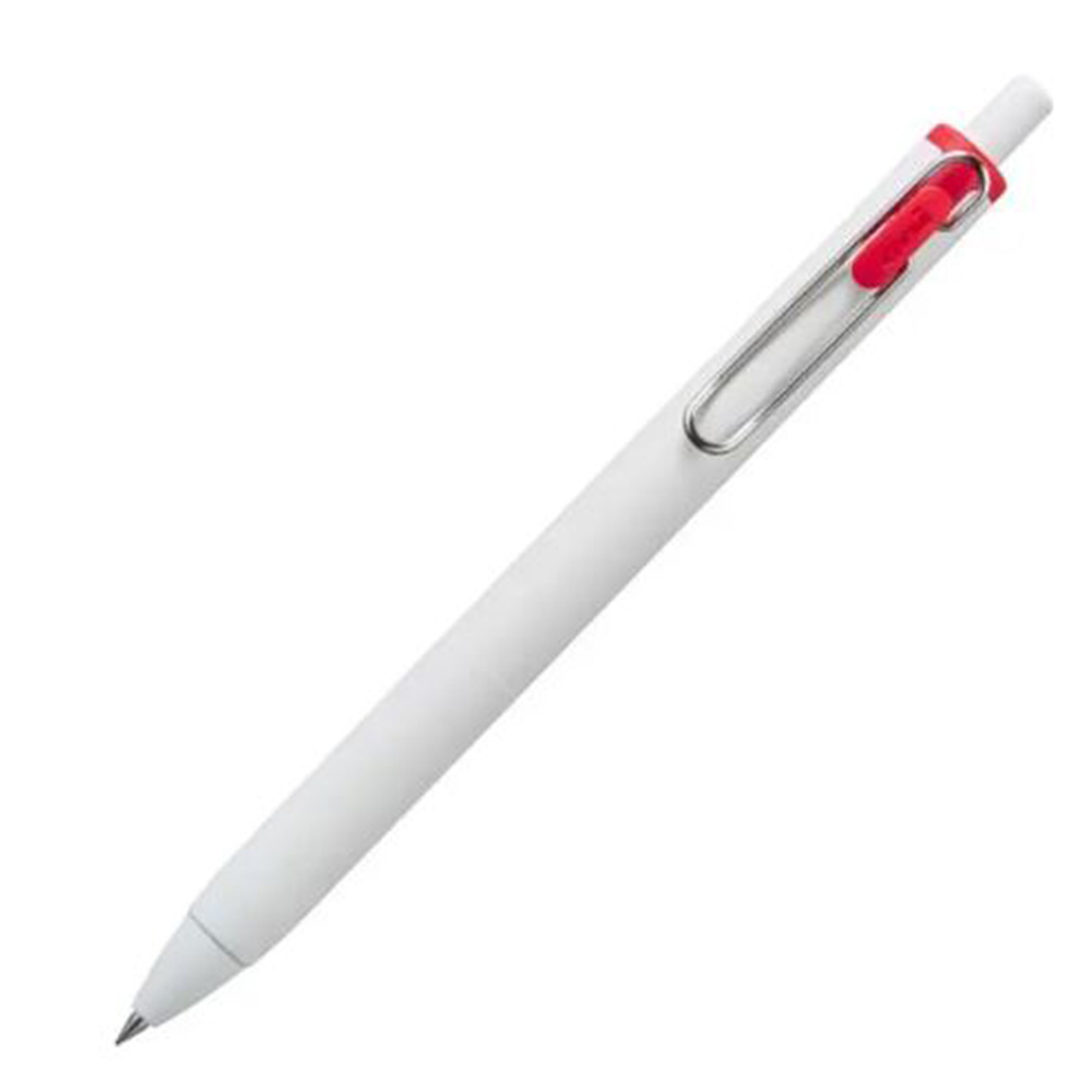【龍品文創】 三菱 UNI-BALL UMNS-38 ONE 超細自動鋼珠筆 白桿 紅色 0.38mm 1支入, , large