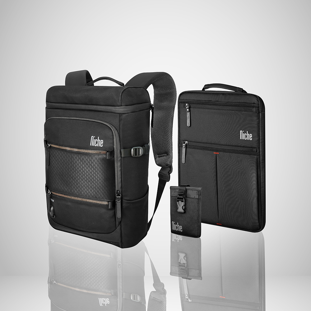 【Niche 樂奇】城市旅人天琴座商務後背包 N-19301 筆電包 手機包 3件一組, , large