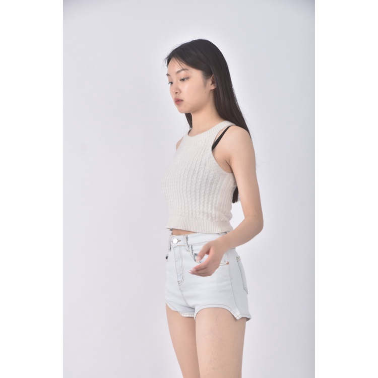 (S) jeans高腰丹寧牛仔質感藍色短褲二手衣, , large
