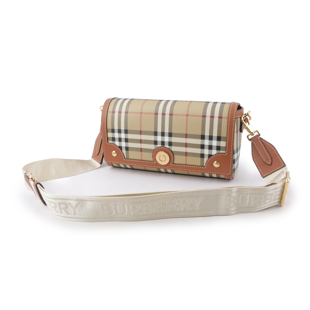 BURBERRY Note 帆布及牛皮附提把二用包/石楠棕色, , large